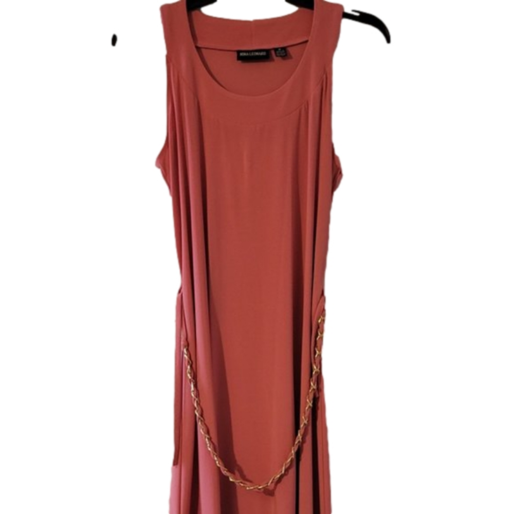 NINA LEONARD WOMENS SLEEVE CORAL COLOR MINI DRESS